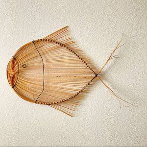 Vintage Wicker Rattan Fish Wall Decor Boho